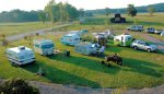 A group of rookie campers gather to learn more about towing and setting up their vintage campers.