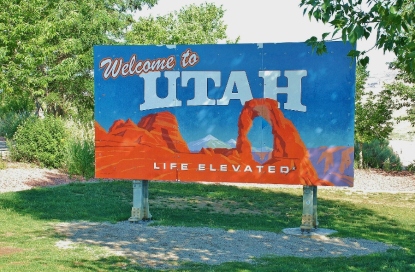 The Utah sign at a highway rest rest.